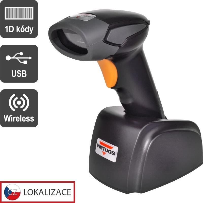 VIRTUOS Virtuos EH02G0022 CCD scanner HW-311A, wireless, USB base, black