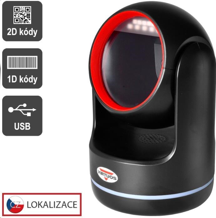 VIRTUOS Virtuos EHE0009 CCD 2D scanner HT-861A, stationary, USB, black
