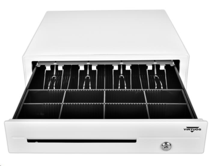 VIRTUOS Virtuos EKN0118 cash drawer C420D - with cable, metal holders, 9-24V, white