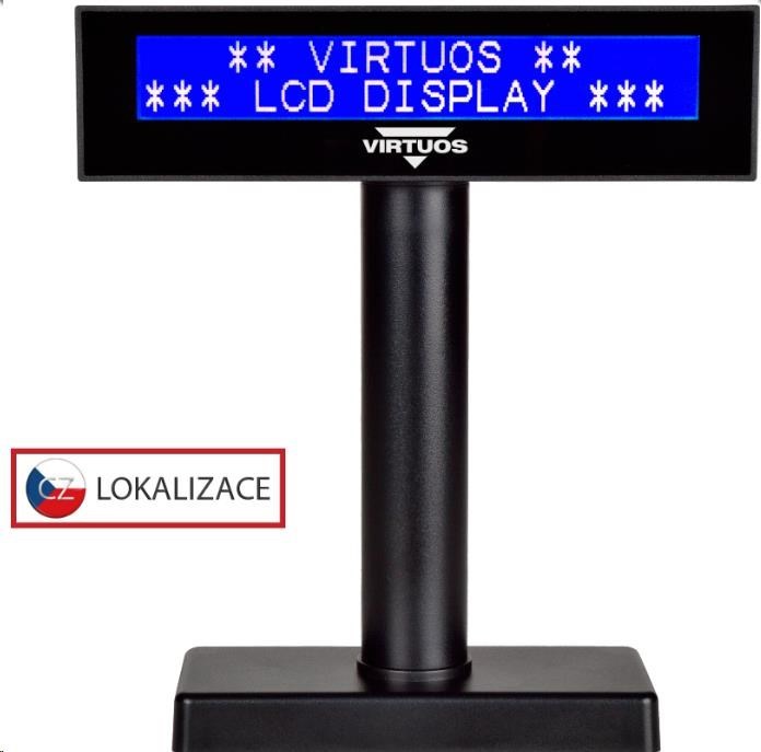 VIRTUOS Virtuos EJG0008 LCD customer display FL-2026MB 2x20, USB, black