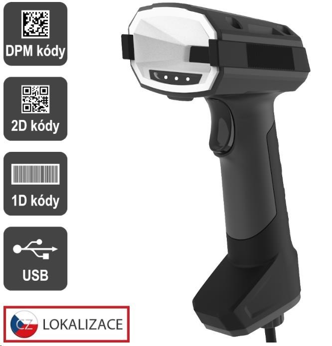 VIRTUOS Virtuos EHE0014 CCD 2D DPM industrial scanner HT-880DPM, USB, dark gray