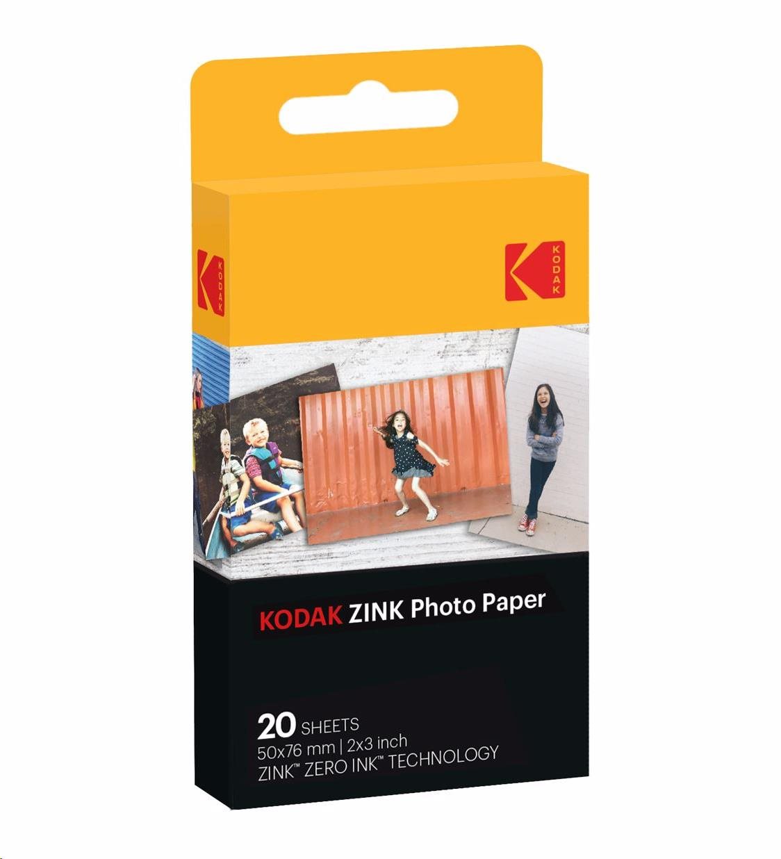 Levně Kodak RODZ2X320 samolepicí fotopapír ZINK 50x76 mm (2x3") 20 listů, bílý, 290g/m2 termo