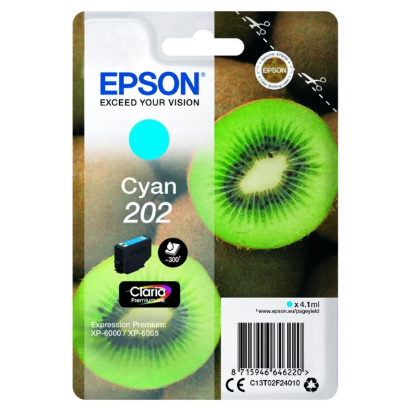 Levně Epson 202 T02F24010 azurová (cyan) originální cartridge