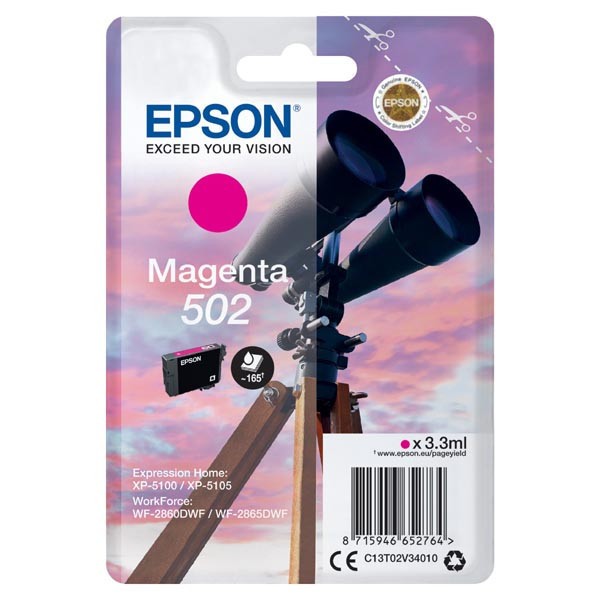 Levně Epson 502 T02V34010 purpurová (magenta) originální cartridge