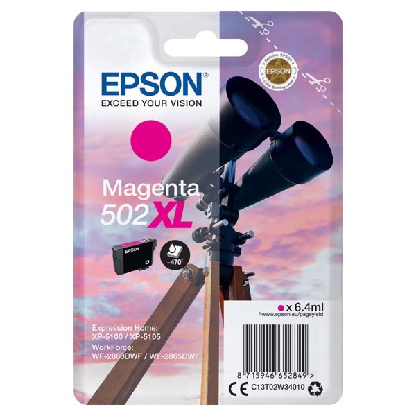 Levně Epson 502XL T02W340 purpurová (magenta) originální cartridge