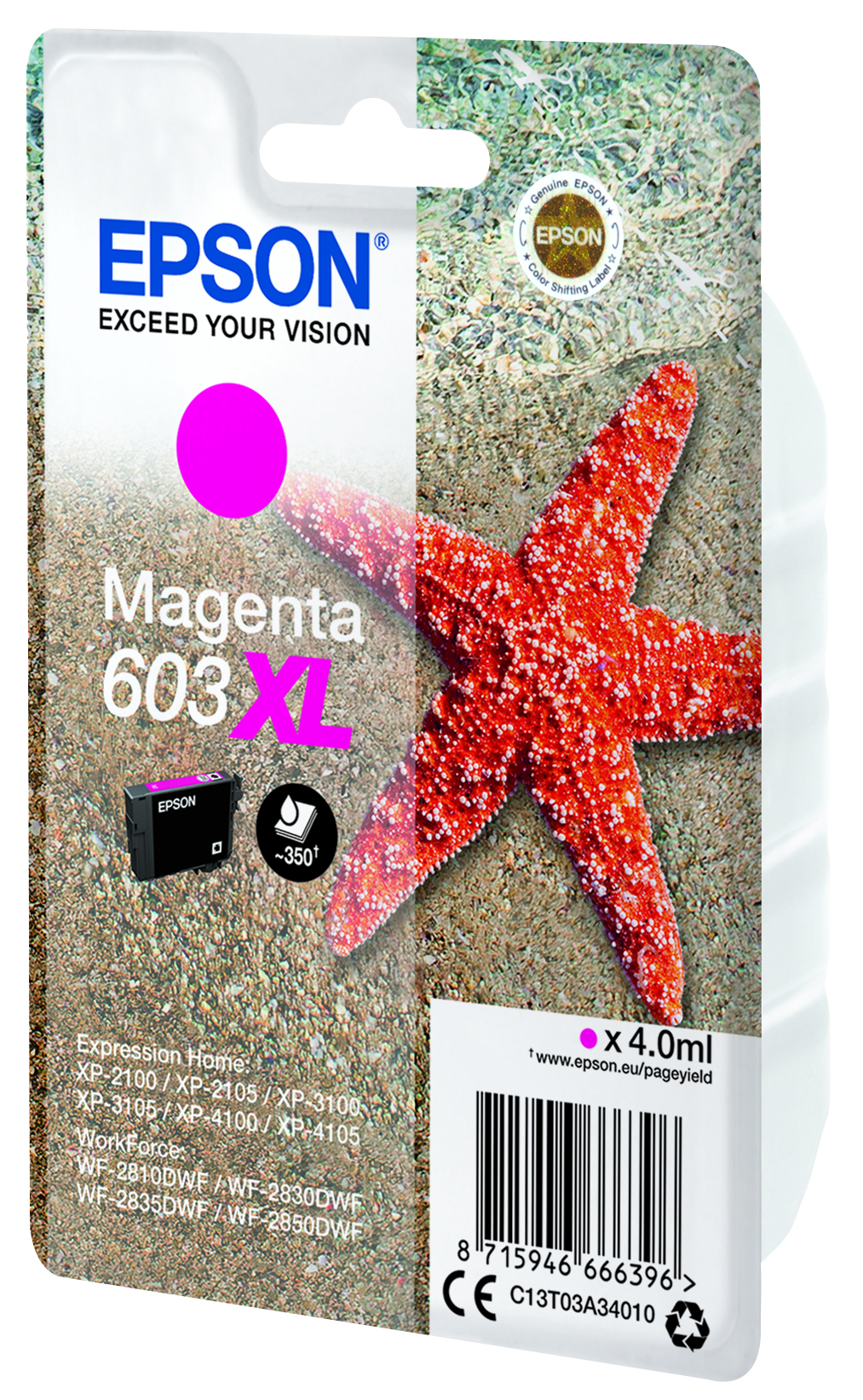 Levně Epson 603XL C13T03A34010 purpurová (magenta) originální cartridge