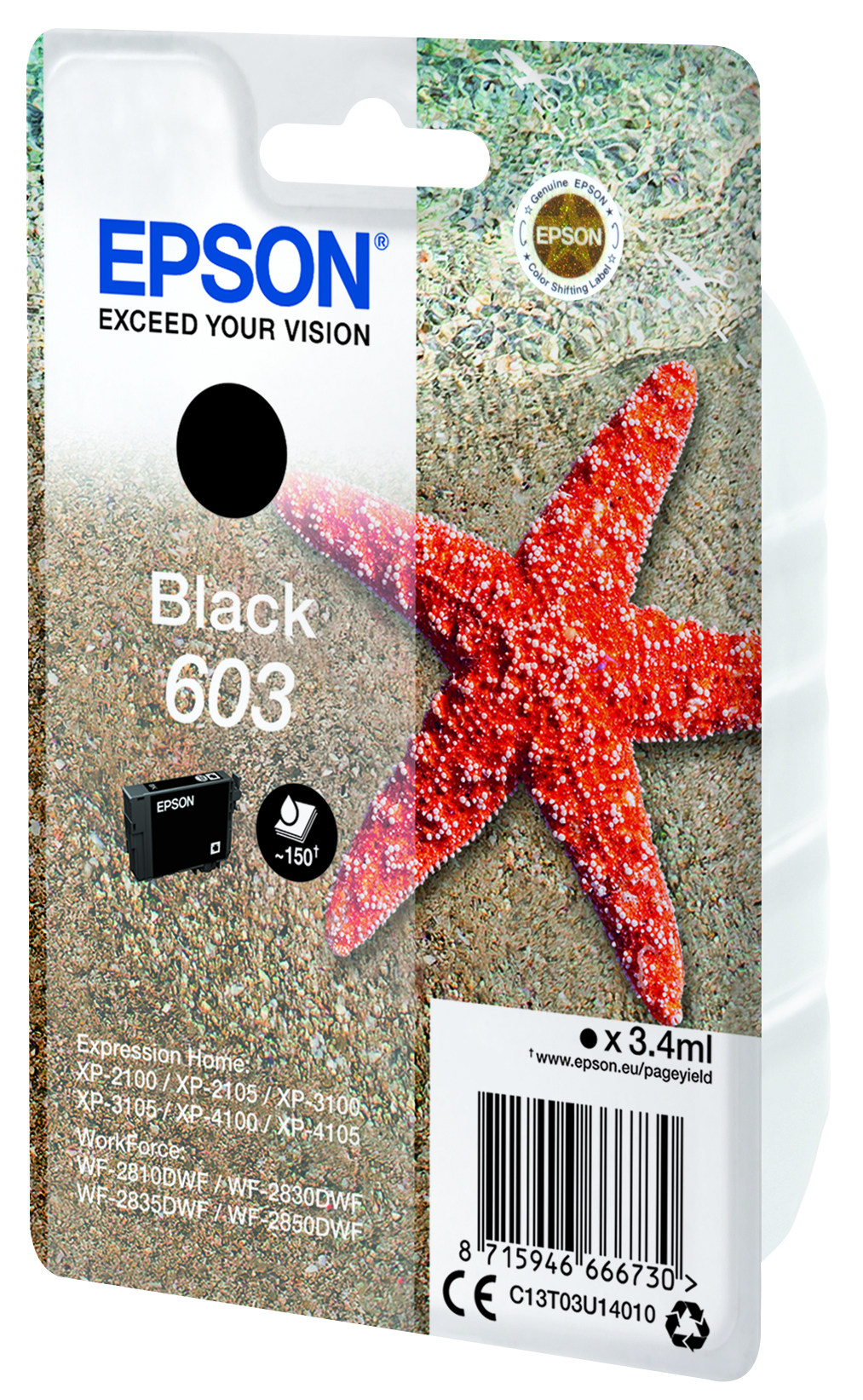 Levně Epson 603 C13T03U14010 černá (black) originální cartridge