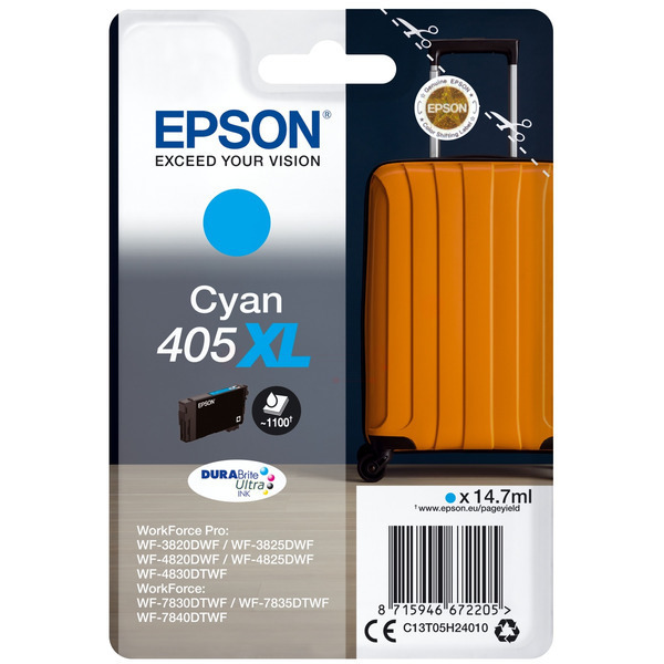 Levně Epson 405XL C13T05H24010 azurová (cyan) originální cartridge