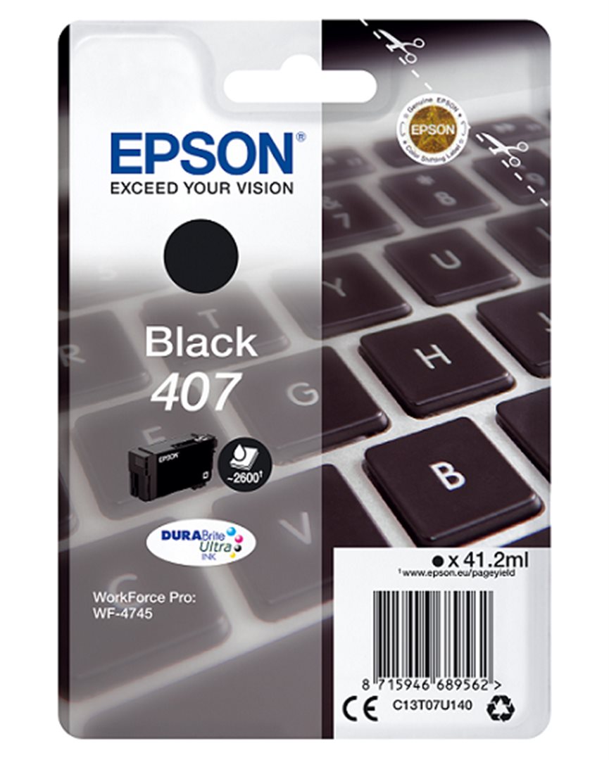 Levně Epson 407 C13T07U140 černá (black) originální cartridge