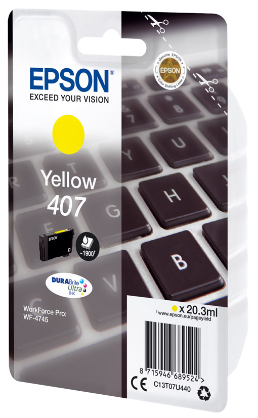Levně Epson 407 C13T07U440 žlutá (yellow) originální cartridge