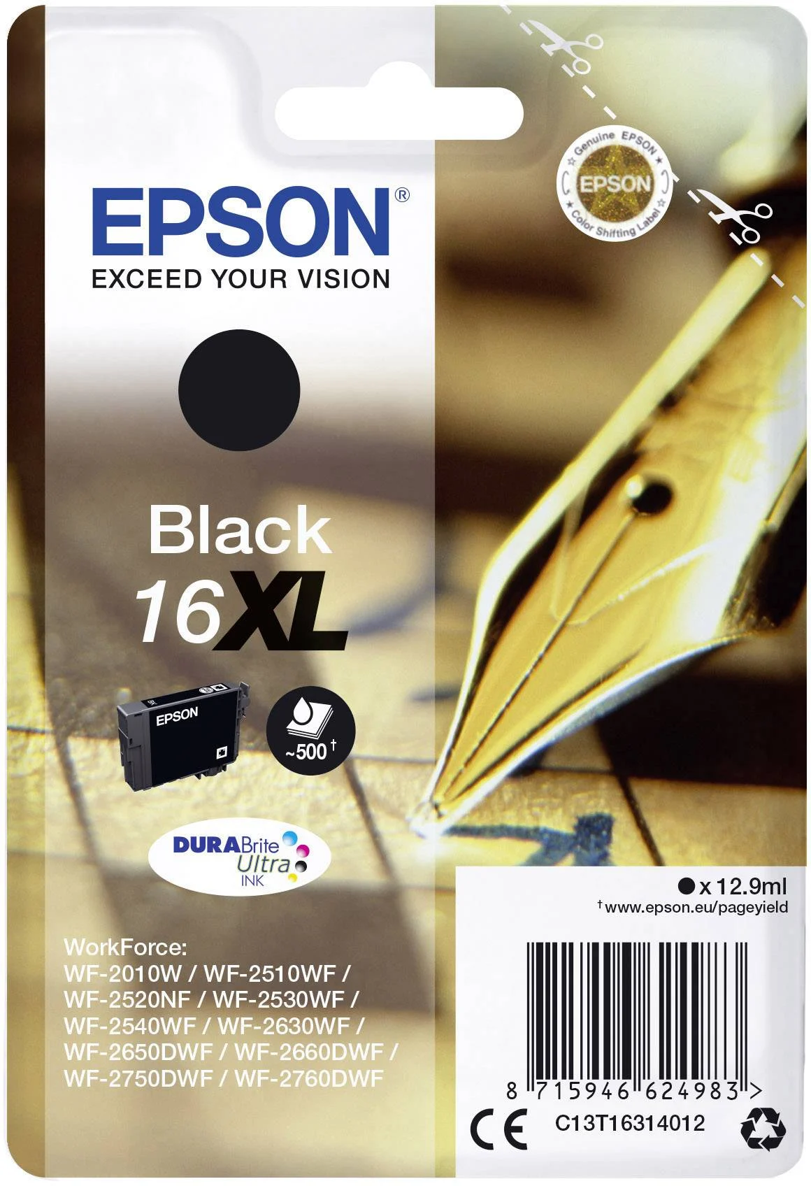 Levně Epson 16XL C13T16314012 černá (black) originální cartridge