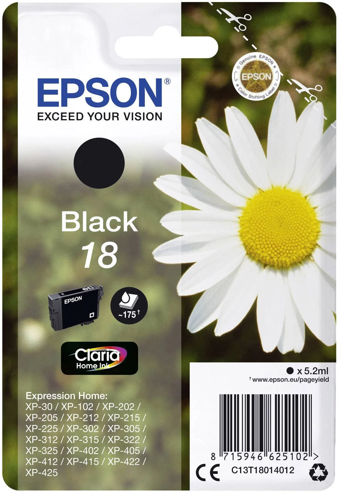 Levně Epson 18 C13T18014012 černá (black) originální cartridge