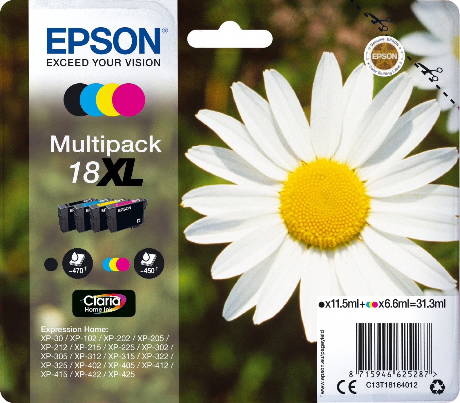 Levně Epson 18XL T181640 C13T18164012 barevná (CMYK) sada originální cartridge