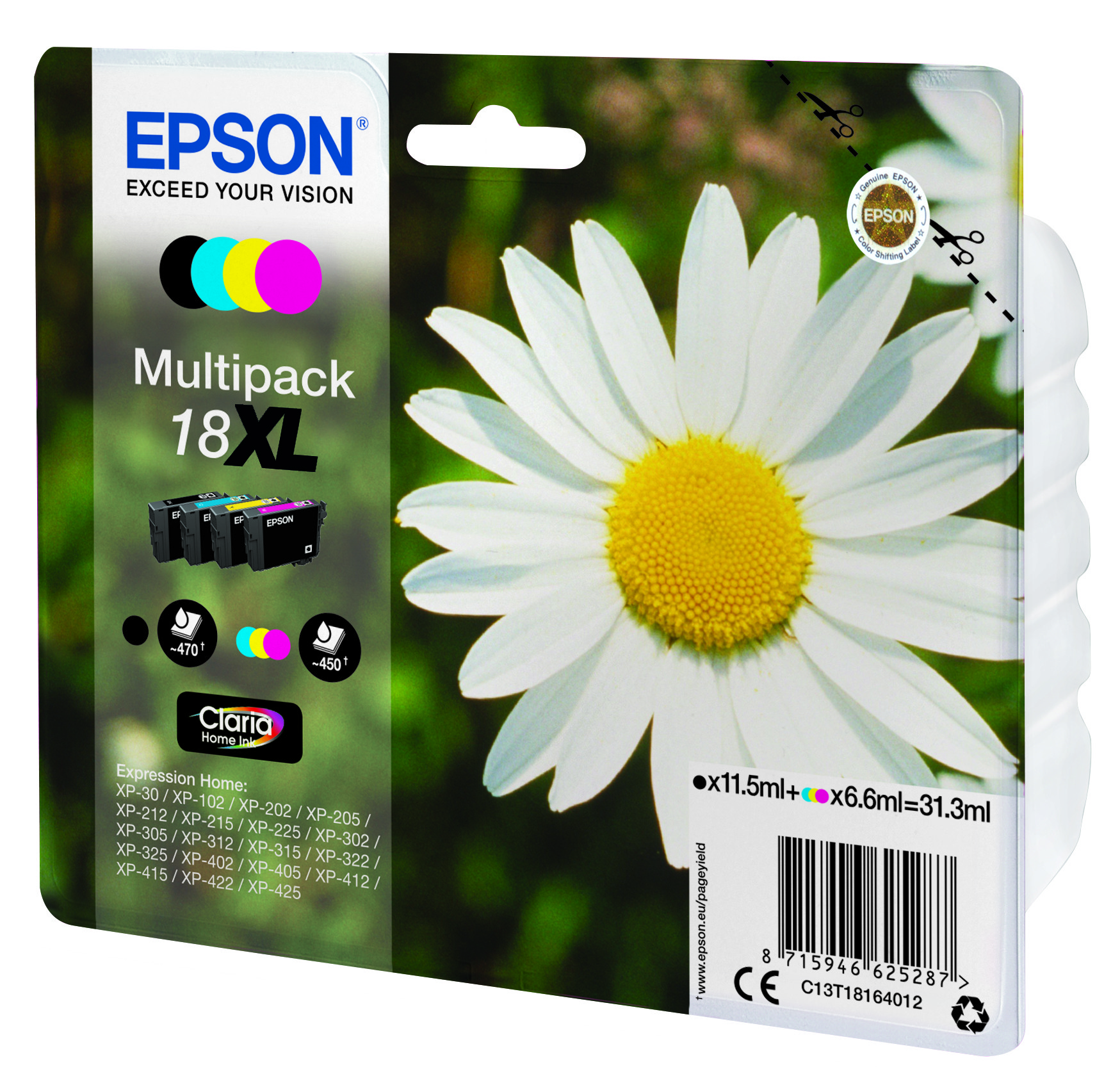 Levně Epson 18XL T181640 C13T18164022 barevná (CMYK) originální cartridge