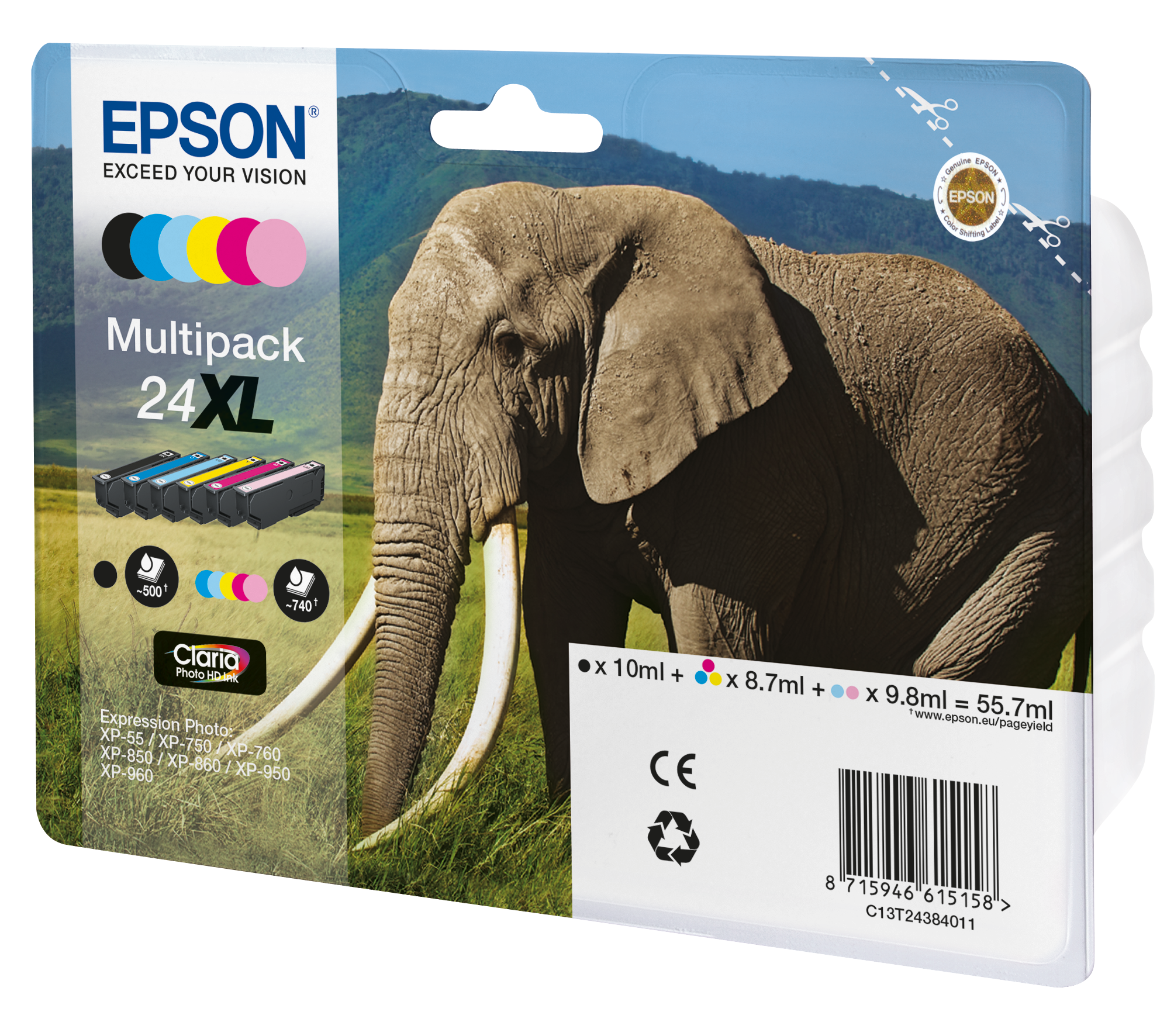 Levně Epson 24XL T2438 C13T24384011 barevná (CMYK) sada originální cartridge