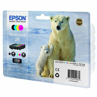 Epson 26 T2616 CMYK multipack originálna cartridge.
Originálna cartridge = záruka priamo od výrobcu tlačiarne
100 % použitie v tlačiarni - spoľahlivá a bezproblémová tlač
Použitím originálnej náplne predlžujete životnosť tlačiarne
Overená špičková kvalita - jasný a čitateľný text, jemná grafika, kvalitnejšie obrázky
Použitie originálnej kazety ponúka rýchly a vysoký výkon a pritom stabilné výsledky = EFEKTÍVNA TLAČ
Jednoduchá inštalácia a údržba
Zabezpečujeme bezplatnú recykláciu originálnych náplní
Garancia Vašej spokojnosti s použitím našej originálnej náplne

Kód výrobcu: C13T26164020