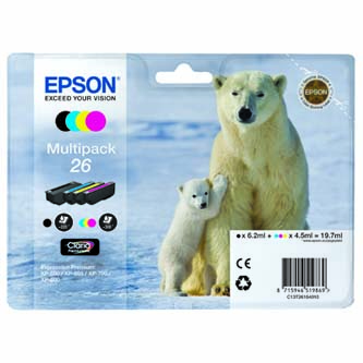 Epson 26 T2616 CMYK multipack originálna cartridge.
Originálna cartridge = záruka priamo od výrobcu tlačiarne
100 % použitie v tlačiarni - spoľahlivá a bezproblémová tlač
Použitím originálnej náplne predlžujete životnosť tlačiarne
Overená špičková kvalita - jasný a čitateľný text, jemná grafika, kvalitnejšie obrázky
Použitie originálnej kazety ponúka rýchly a vysoký výkon a pritom stabilné výsledky = EFEKTÍVNA TLAČ
Jednoduchá inštalácia a údržba
Zabezpečujeme bezplatnú recykláciu originálnych náplní
Garancia Vašej spokojnosti s použitím našej originálnej náplne

Kód výrobcu: C13T26164020