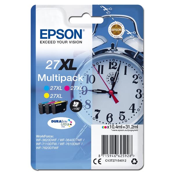 Epson 27XL T2715 barevná (color) multipack originálna cartridge.
Originálna cartridge = záruka priamo od výrobcu tlačiarne
100 % použitie v tlačiarni - spoľahlivá a bezproblémová tlač
Použitím originálnej náplne predlžujete životnosť tlačiarne
Overená špičková kvalita - jasný a čitateľný text, jemná grafika, kvalitnejšie obrázky
Použitie originálnej kazety ponúka rýchly a vysoký výkon a pritom stabilné výsledky = EFEKTÍVNA TLAČ
Jednoduchá inštalácia a údržba
Zabezpečujeme bezplatnú recykláciu originálnych náplní
Garancia Vašej spokojnosti s použitím našej originálnej náplne

Kód výrobcu: C13T27154012