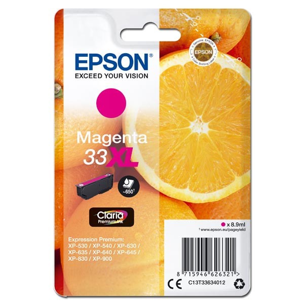 Epson T33 XL C13T33634012 purpurová (magenta) originální cartridge