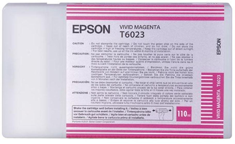 Epson C13T602300 purpurová (vivid magenta) originálna cartridge.
Originálna cartridge = záruka priamo od výrobcu tlačiarne
100 % použitie v tlačiarni - spoľahlivá a bezproblémová tlač
Použitím originálnej náplne predlžujete životnosť tlačiarne
Overená špičková kvalita - jasný a čitateľný text, jemná grafika, kvalitnejšie obrázky
Použitie originálnej kazety ponúka rýchly a vysoký výkon a pritom stabilné výsledky = EFEKTÍVNA TLAČ
Jednoduchá inštalácia a údržba
Zabezpečujeme bezplatnú recykláciu originálnych náplní
Garancia Vašej spokojnosti s použitím našej originálnej náplne

Kód výrobcu: C13T602300