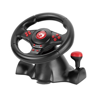 Volant Marvo GT-903 GT903, volant s pedály a řadící pákou, 16tl., USB, černý.
Rozbehnite svoj závod na plné obrátky!

Reálny pocit
Do svojho kokpitu budete sadať s nadšením.

Drží ako pribitý
Prudké zákruty?
Vlastnosti
* 16 tlačidiel
* Plug and Play
* Pripojenie: káblové USB
* Dĺžka kábla: 1,9 m
* El.
* Veľkosť volantu: cca 220 x 270 x 230 mm
* Veľkosť pedálov: cca 210 x 200 x 130 mm
* Kompatibilné s: PC / PS3 / PS4 / XBOX ONE / XBOX 360 (iba pre káblové ovládače)/ Android / NINTENDO SWITCH konzolami* Kompatibilné s: Windows Vista / 7 / 8 / 8.1 / 10     * Upozornenie: Pre správnu funkčnosť volantu u konzol PS4 / XBOX ONE / XBOX 360 je nutnosť zapojenia gamepadu k volantu príslušným káblom.
1.
2.
3.
 
   