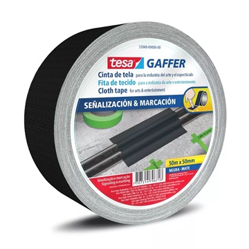 Levně Tesa 53949 Matt Gaffer Tape, černá matná textilní páska, 50 mm x 50m