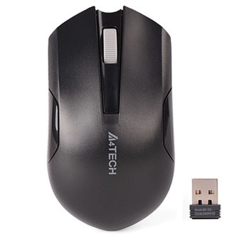 Levně A4Tech Myš G3-200NS, 1000DPI, 2.4 [GHz], optická, 3tl., bezdrátová, černá, 1 ks AA, klasická, V-Track