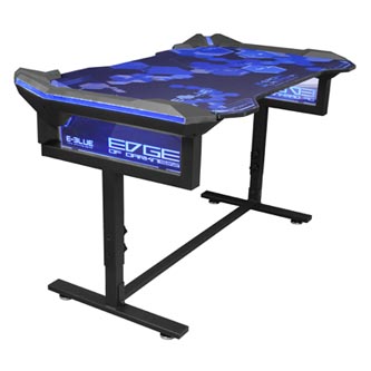Levně E-blue Herní stůl EGT004BK, 135x78,5cm, 72-91,2cm, RGB podsvícení, výškově nastavitelný, s podložkou pod myš