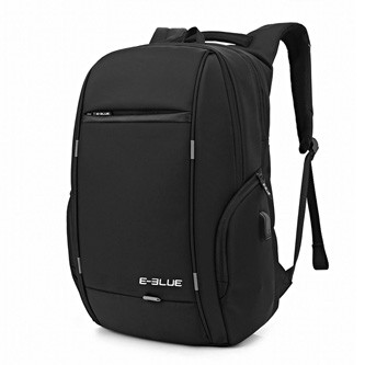 Levně Batoh na notebook 15,6", E-Blue, černý z polyesteru, nepromokavé dno a boční kapsy