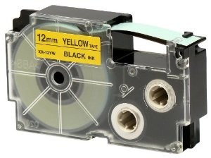 Levně Casio XR-12YW1, 12mm x 8m, černý tisk/žlutý podklad, originální páska