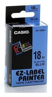 Levně Casio XR-18BU1, 18mm x 8m, černý tisk/modrý podklad, originální páska