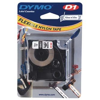 Dymo D1 16957, S0718040, 12mm x 3,5 m, černý tisk/bílý podklad, originální páska