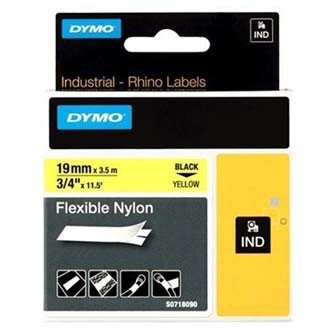 Dymo Rhino 18491, S0718090, 19mm x 3,5m čierna tlač / žltý podklad, originálna páska