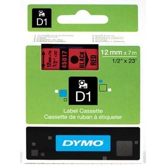 Dymo D1 45017, S0720570, 12mm x 7m, čierna tlač / červený podklad, originálna páska