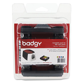 Levně Badgy originální páska do tiskárny karet, CBGP0001C, barevná, Badgy + 100ks karet pro potisk,typ 100, 200