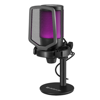 Levně Defender, streamovací mikrofon, IMPULSE GMC 600, ovládání hlasitosti, černý, RGB podsvícený