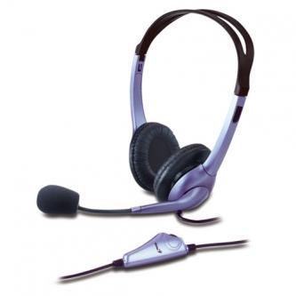Levně Genius HS-04S, sluchátka s mikrofonem, ovládání hlasitosti, černo-stříbrná, 2x 3.5 mm jack