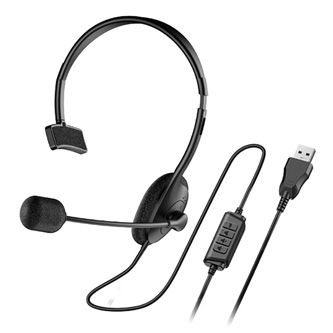 Levně Genius HS-100U, sluchátka s mikrofonem, ovládání hlasitosti, černá, 2.0, náhlavní, USB