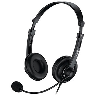 Genius HS-230U sluchátka s mikrofonem, drátová, černá, USB-C
