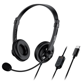 Levně Genius HS-230U sluchátka s mikrofonem, drátová, černá, USB-C