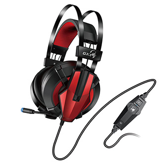 Levně Genius HS-G710V, herní sluchátka s mikrofonem, ovládání hlasitosti, černá/červená, USB