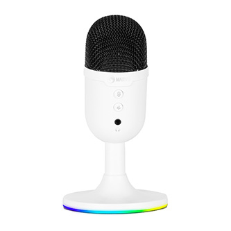 Levně Marvo, herní/streamovací mikrofon, MIC-06, bílá, RGB podsvícení, vstup pro sluchátka