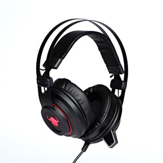 Levně Red Fighter H3, sluchátka s mikrofonem, ovládání hlasitosti, černo-červená, herní, podsvícená, 2x 3.5 mm jack + USB