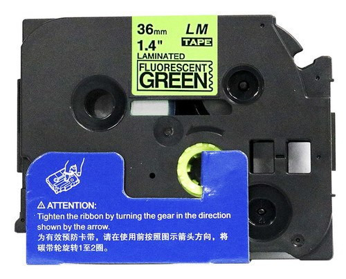Levně Kompatibilní páska s Brother TZ-D61/TZe-D61, signální 36mm x 8m, černý tisk/zelený podklad