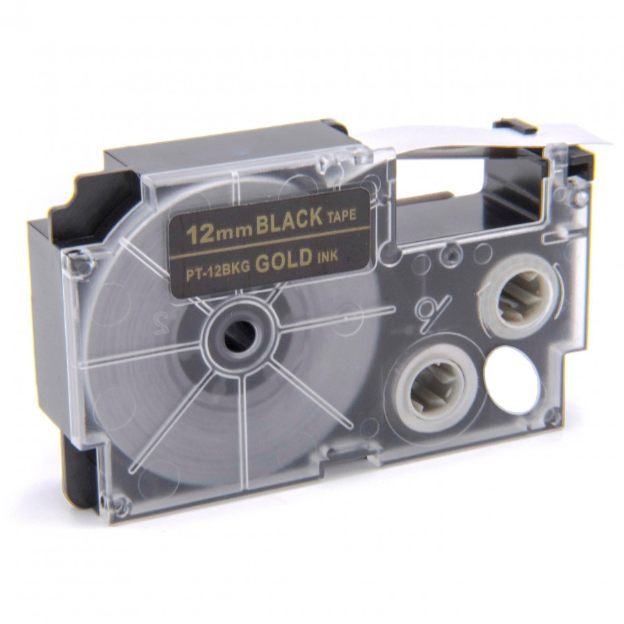 Levně Kompatibilní páska s Casio XR-12BKG 12mm x 8m zlatý tisk / černý podklad