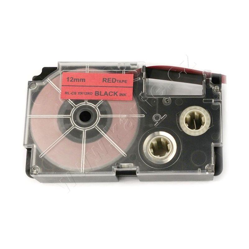 Levně Casio XR-12FRD , 12mm x 8m, černý tisk / signální červený podklad, kompatibilní páska