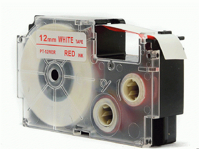 Levně Kompatibilní páska s Casio XR-12WER 12mm x 8m červený tisk / bílý podklad