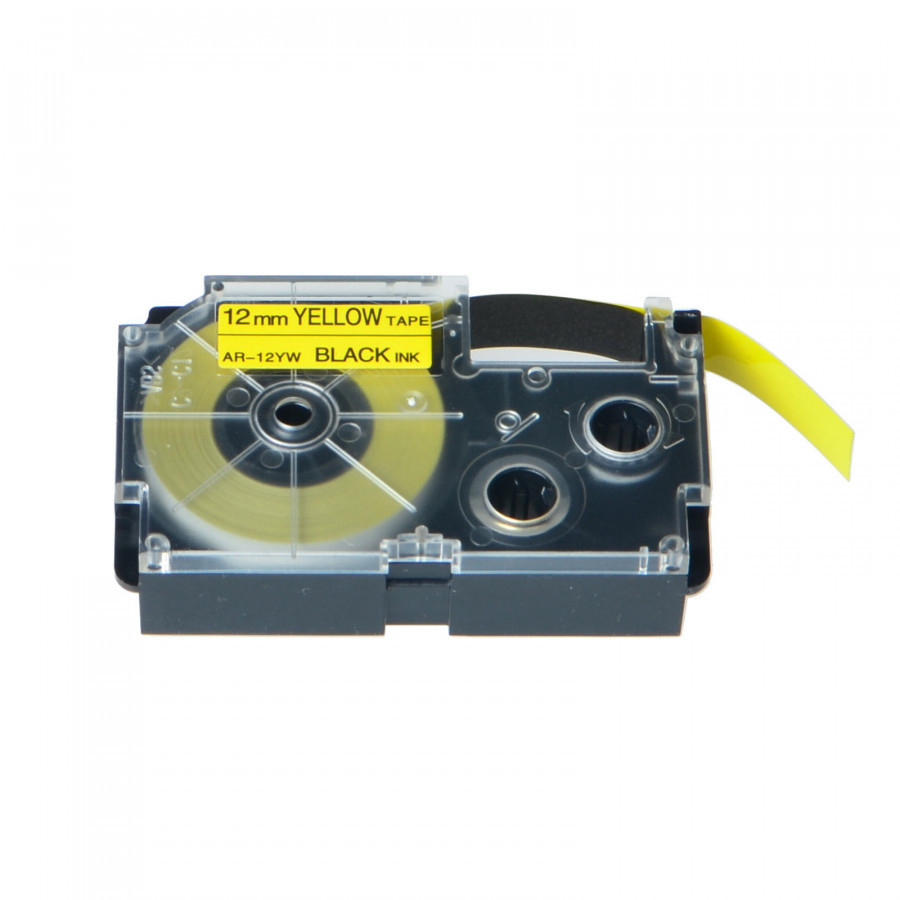 Levně Kompatibilní páska s Casio XR-12YW1, 12mm x 8m černý tisk / žlutý podklad