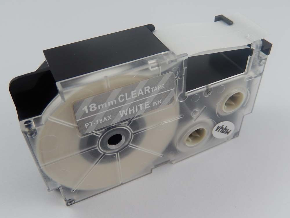 Levně Kompatibilní páska s Casio XR-18AX 18mm x 8m bílý tisk / průhledný podklad