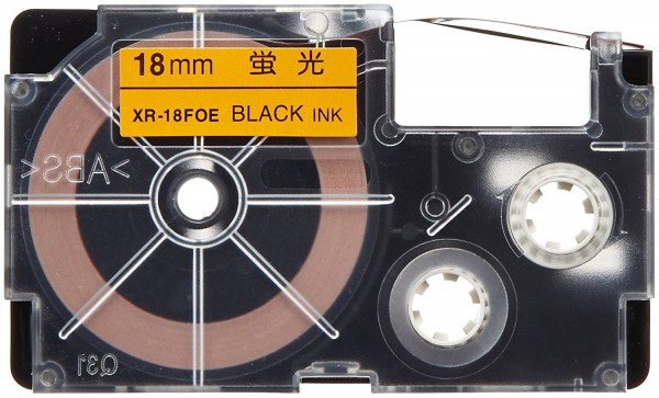 Levně Casio XR-18FOE , 18mm x 8m, černý tisk / signální oranžový podklad, kompatibilní páska